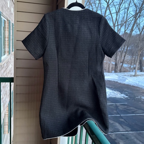 🆕 AQUA Black Tweed Lace Trim Button Front Dress Bloomingdale’s Office Size M - Picture 6 of 16